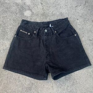 90s VINTAGE cK jeans jean shorts jet black vtg size 3 24 25 26 27 28 xs 1990s s